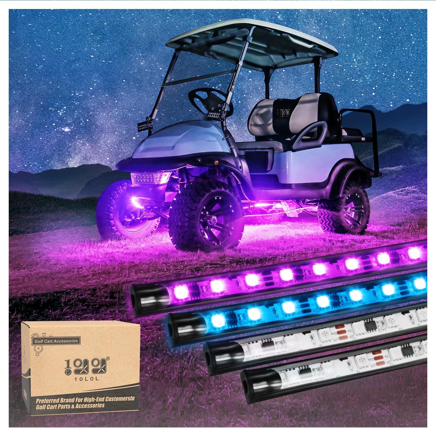 10L0L Golf Cart Underbody Light Kit - Multicolor LED Strip