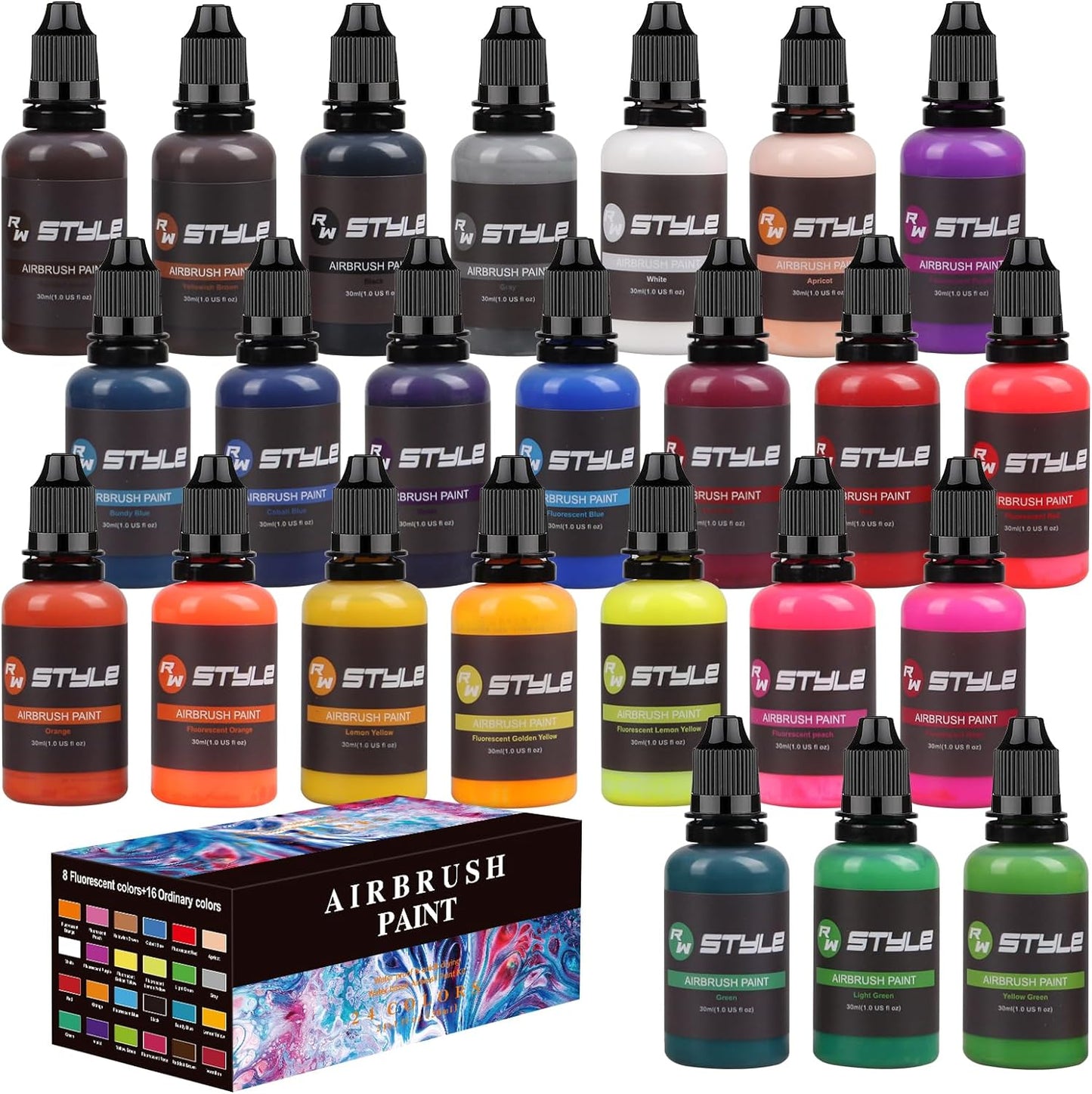 24 Colors Opaque Airbrush Paint Set