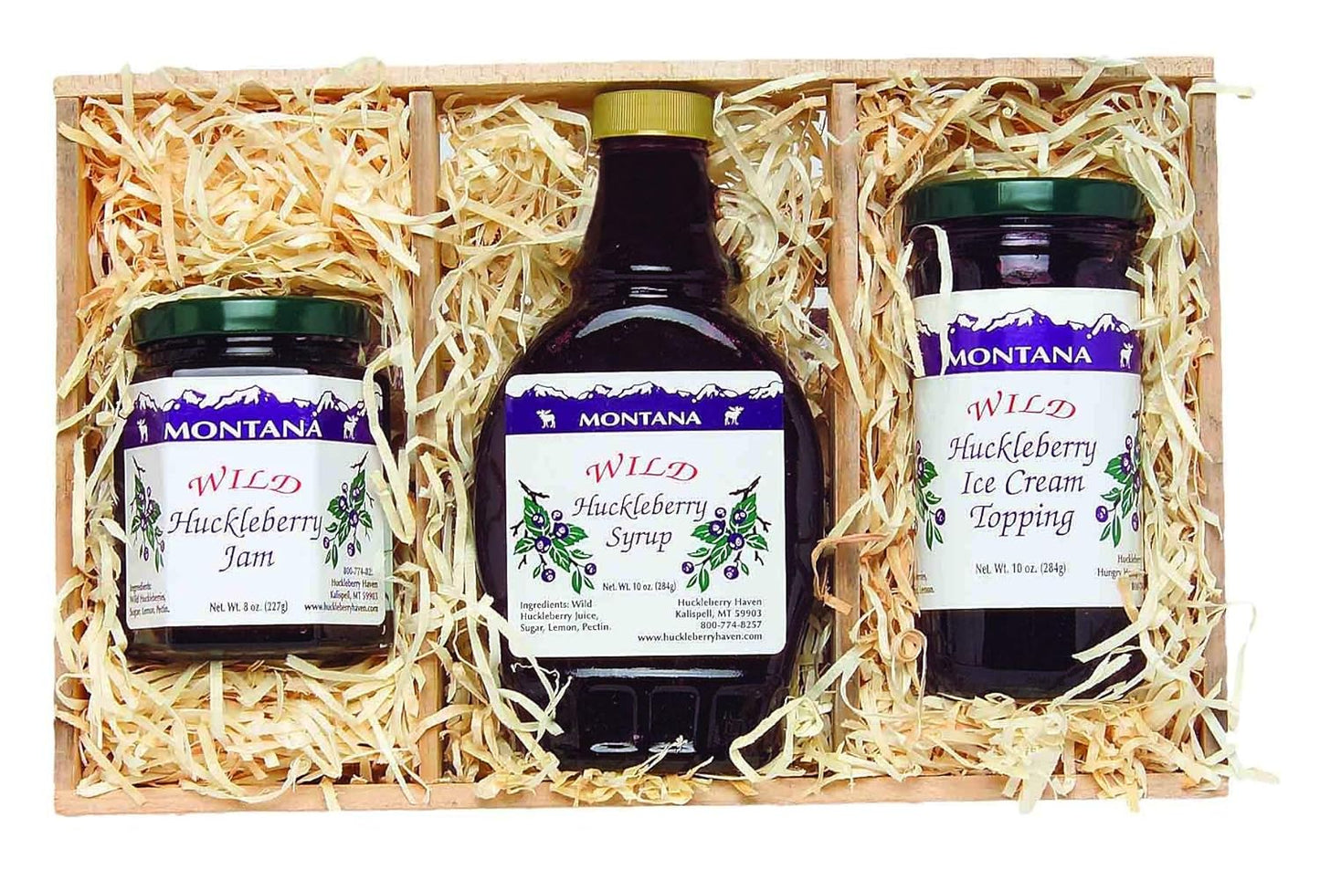 Montana Gift Crate with Huckleberry Syrup, Jam and Topping