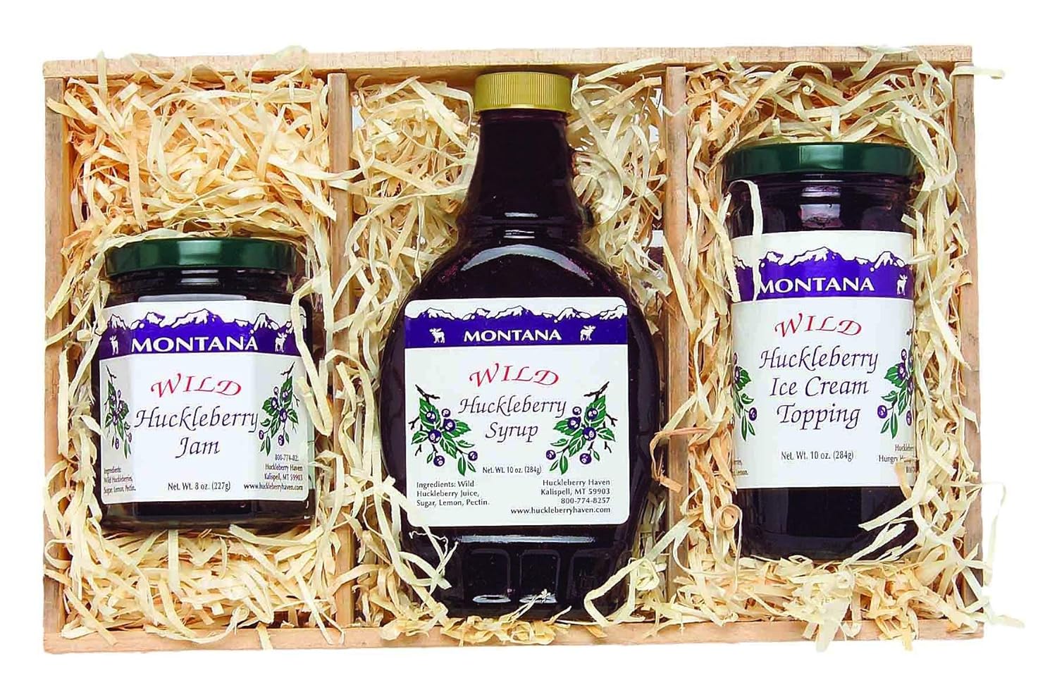Montana Gift Crate with Huckleberry Syrup, Jam and Topping