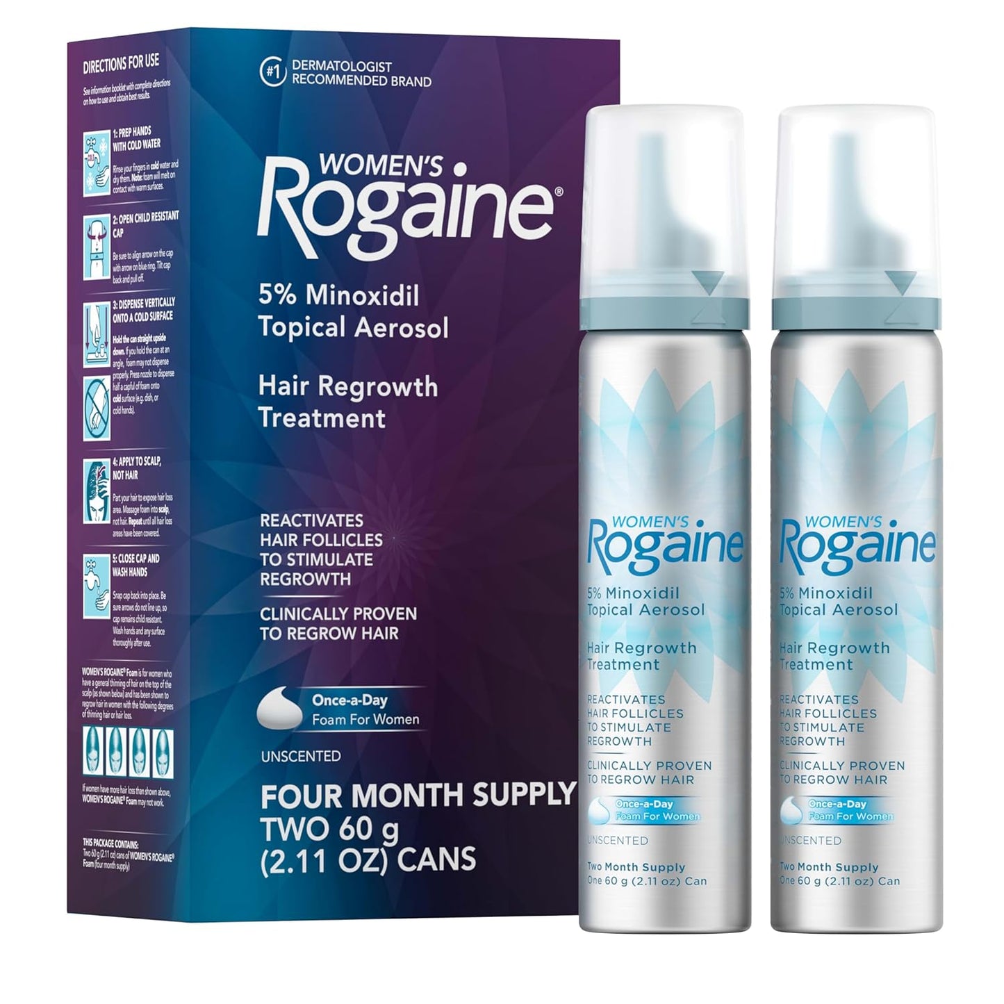 Rogaine for Women 5% Minoxidil Foam for Thinning Hair Loss