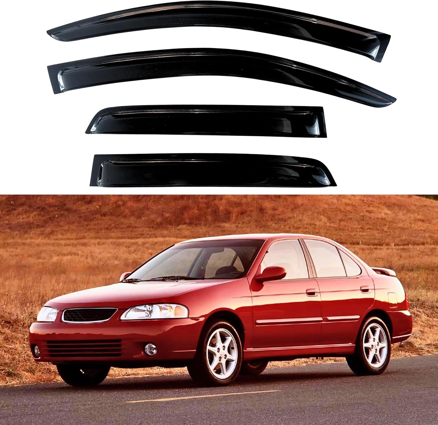 KPY Window Visor Rain Guard for Nissan Sentra 2000-2006 Sedan