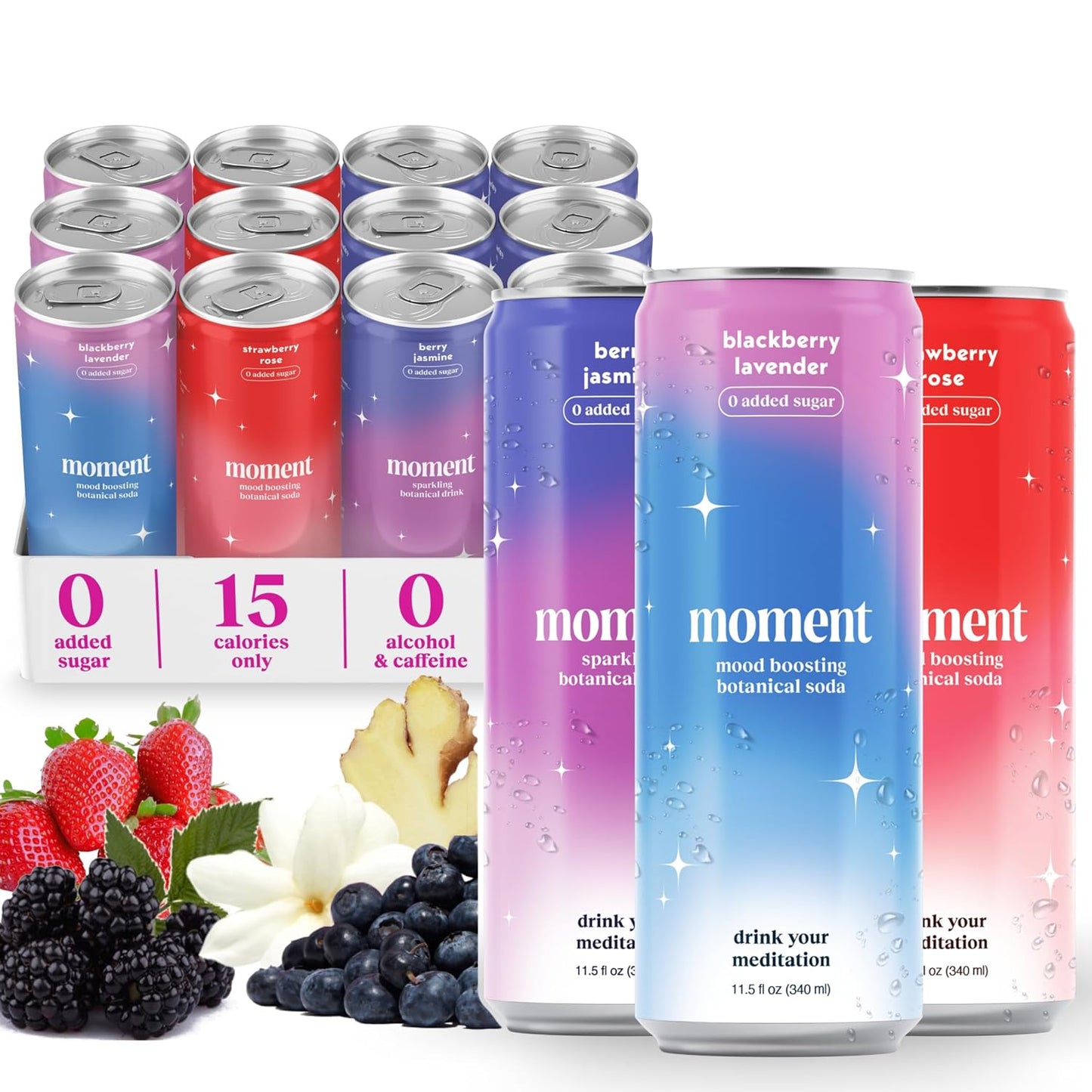 Moment Botanical Soda Soft Drink - Berry Blast for Calm & Clarity