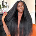 ISEE HAIR Lace Front Wigs Human Hair Kinky Straight 18in - Wear & Go