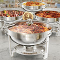Round Chafing Dishes for Buffet with Glass Lid - 5QT Set