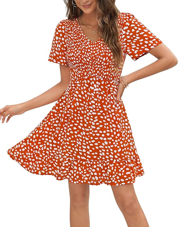 Annebouti Women's Summer Short Flutter Sleeve Mini Dress Review