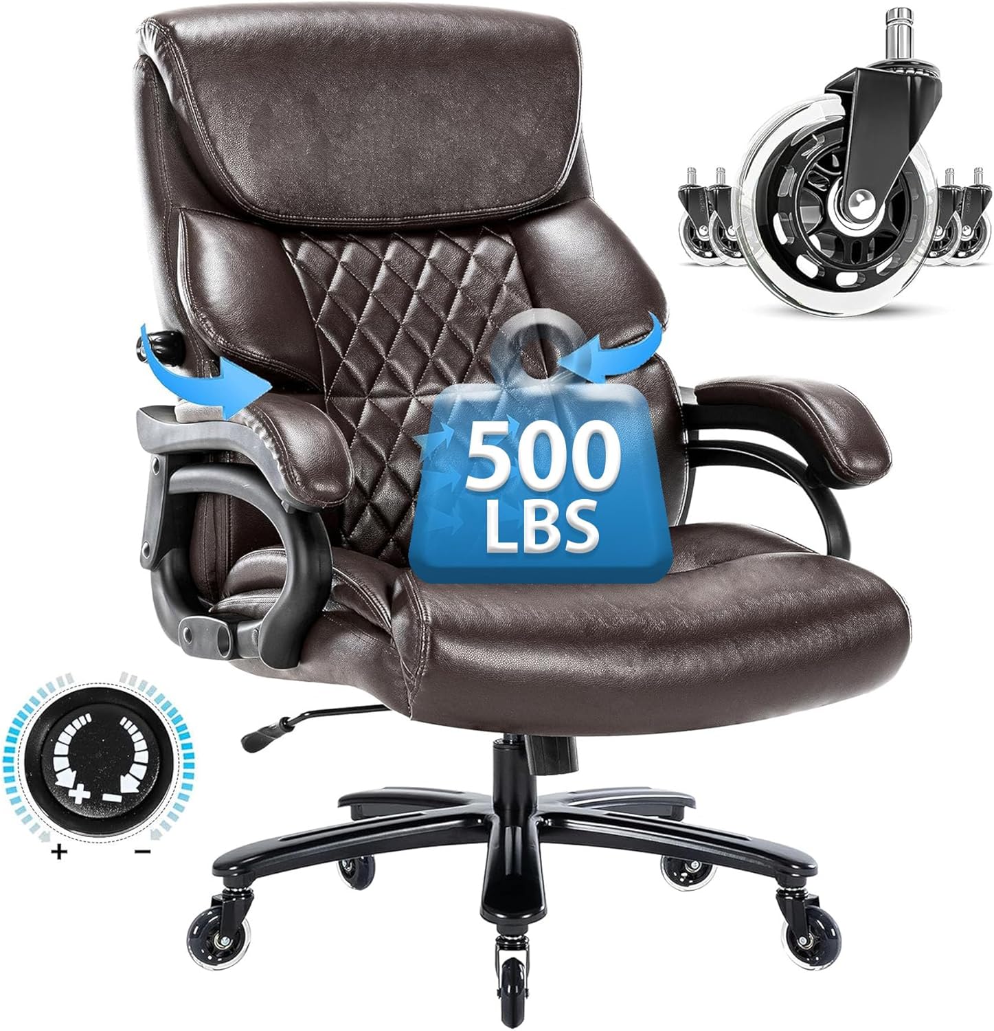 500 LB Big & Tall Office Chair: Sturdy & Stylish Lumbar Support