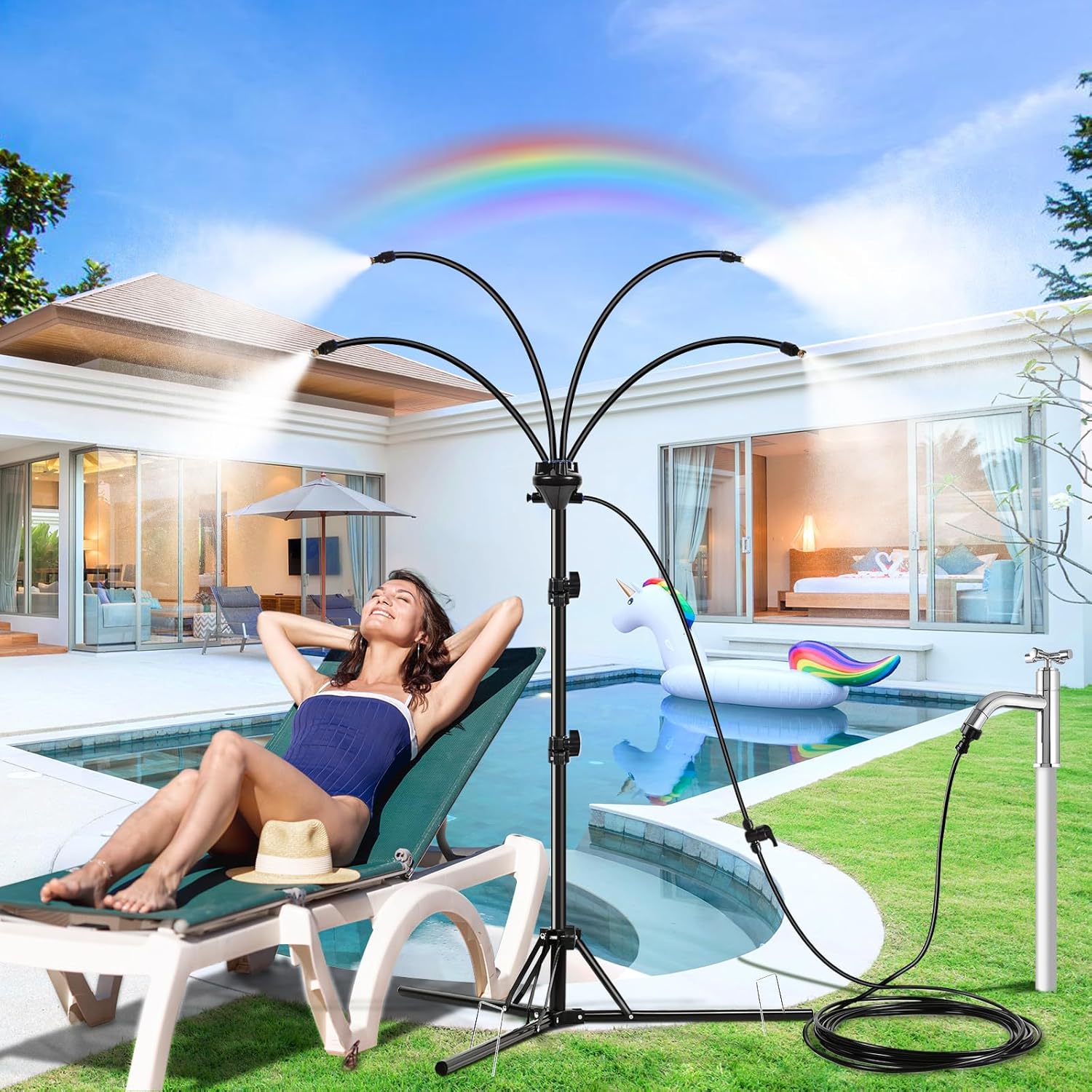 Standing Misters for Outside Patio Cooling - Adjustable Height