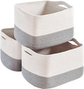 Grey Storage Baskets for Organizing Shelves - Pack of 3 Off White