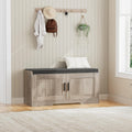 2-Tier Storage Bench for Entryway in Greige - Padded Seat, 37.4in
