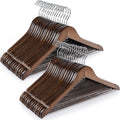 TOPIA HANGER Wooden Coat Hangers 30 Pack - Solid Wood, Non-Slip Pants