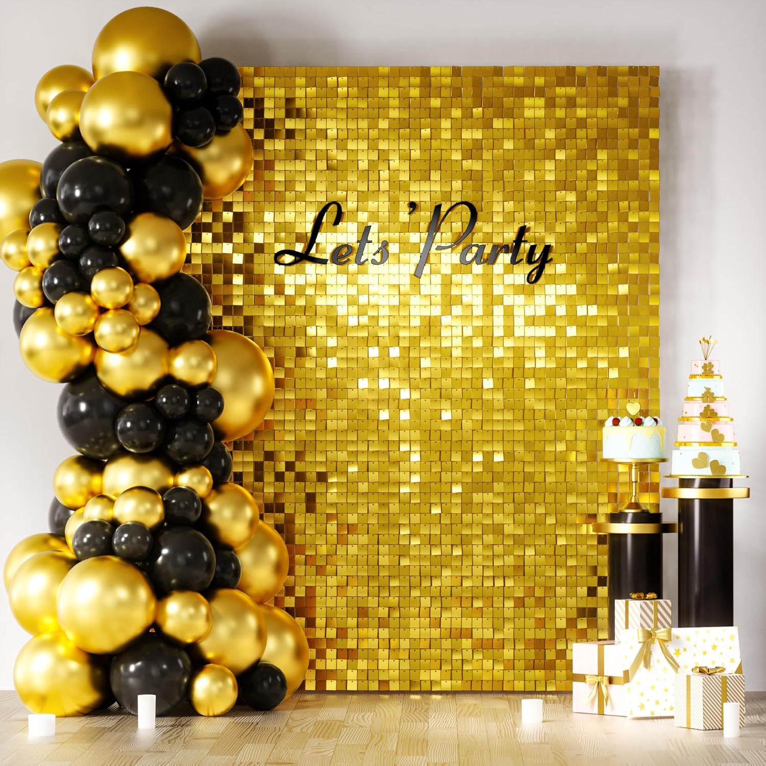 COKAOBE Gold Shimmer Wall Backdrop for Stunning Events