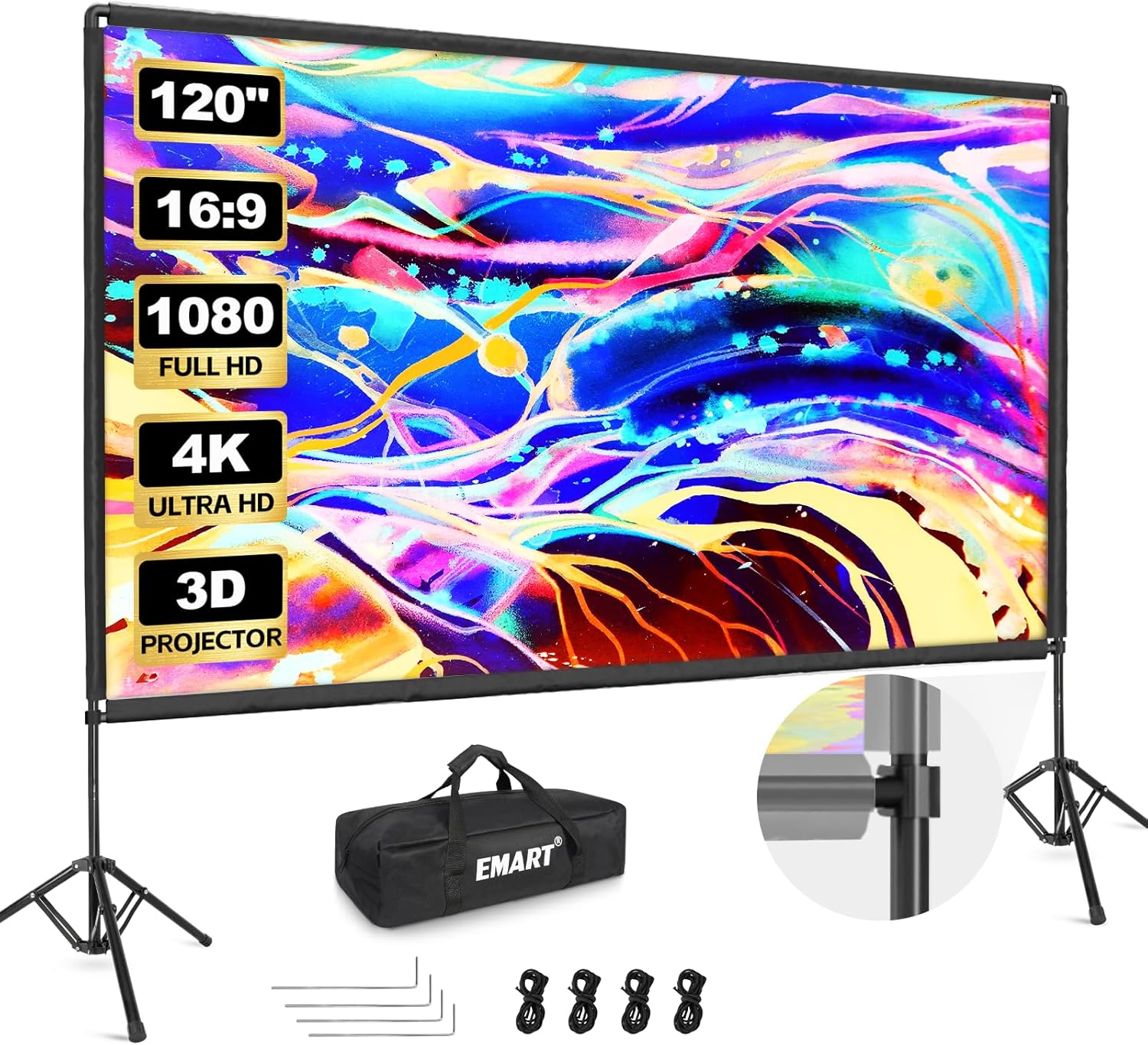 EMART 120 Outdoor Projector Screen: 4K HD Quality