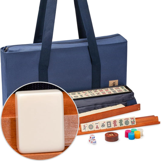 American Mahjong Game Set with Sapphire Tiles and Soft Case