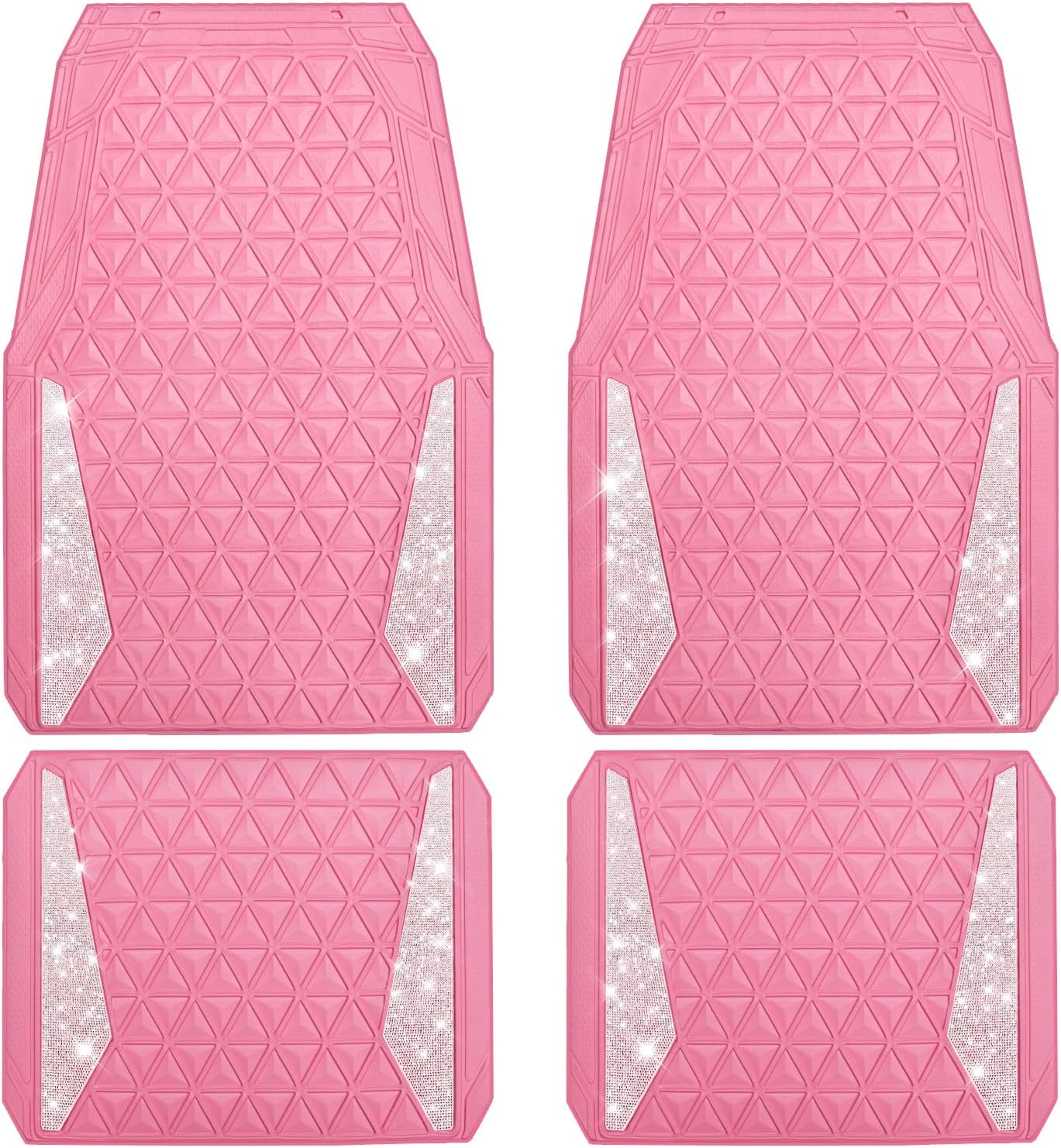 Bling Diamond Rubber Car Mats Full Set for Women SUV Sedan Van