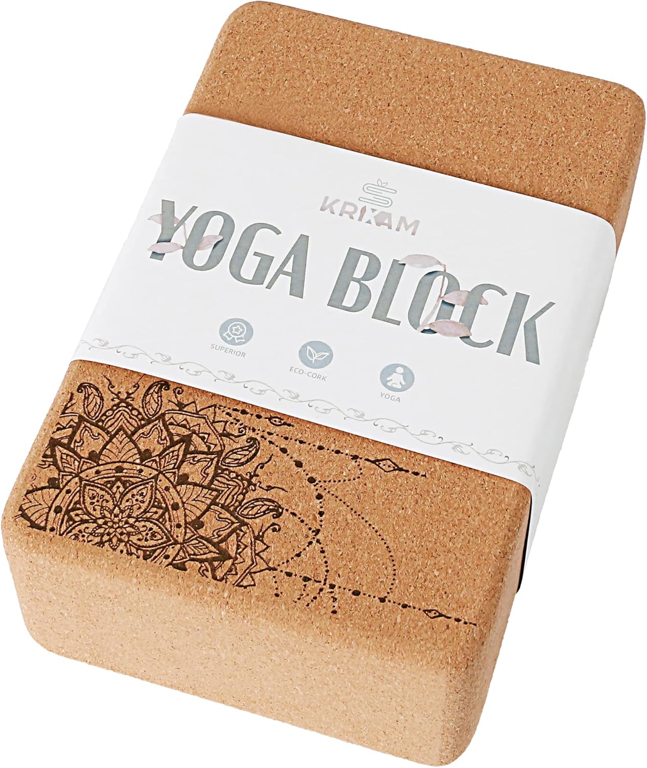 KRIXAM Cork Yoga Blocks - Anti-Slip, High Density (2pk/1pk)