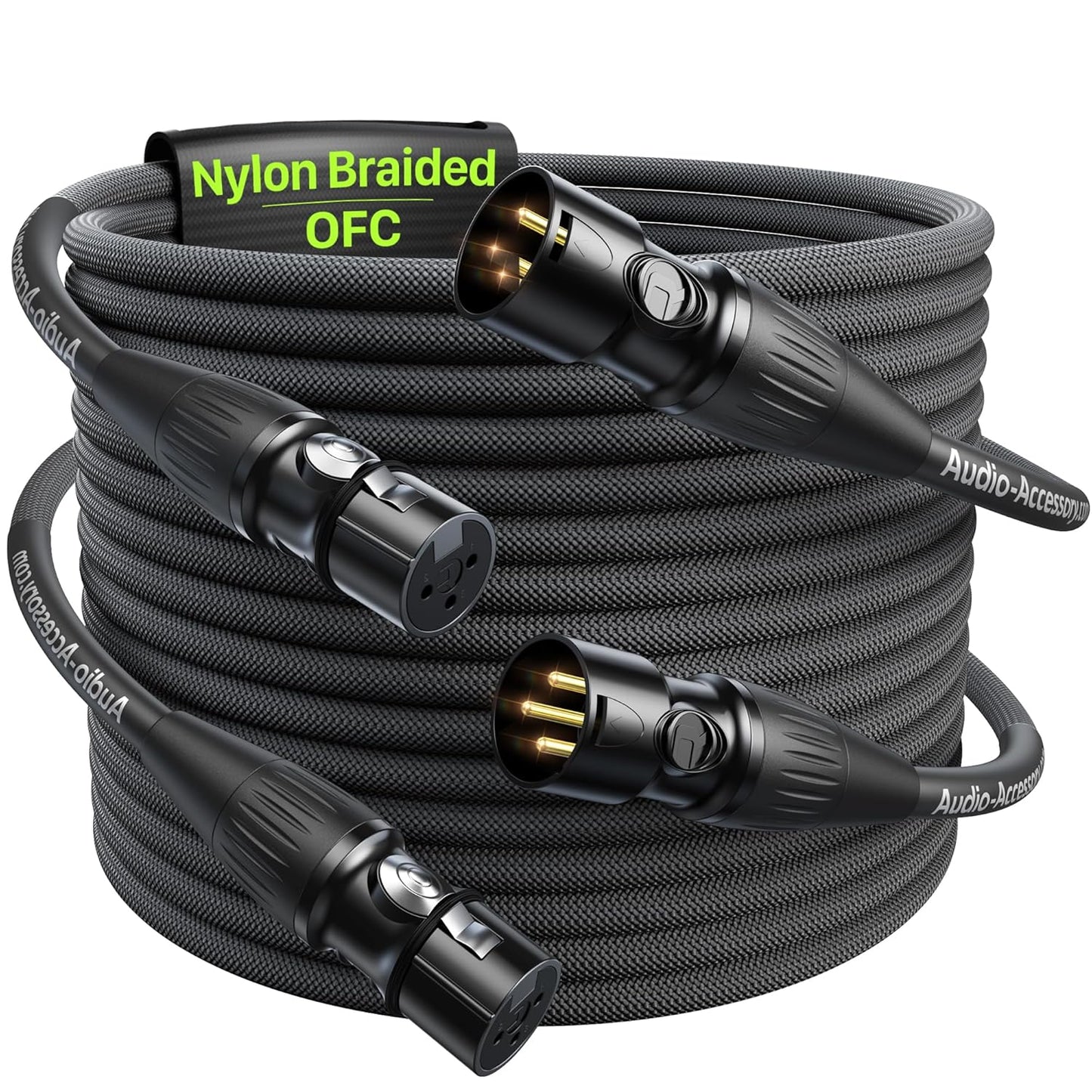 XLR Cables 20ft 2 Pack with Gold-Plated Neutrik Connectors