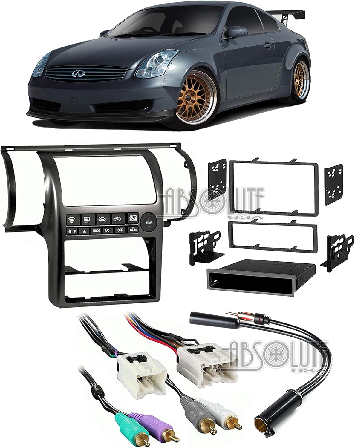 Aftermarket Stereo Harness Dash Kit for Infiniti G35 Coupe 2003 2004