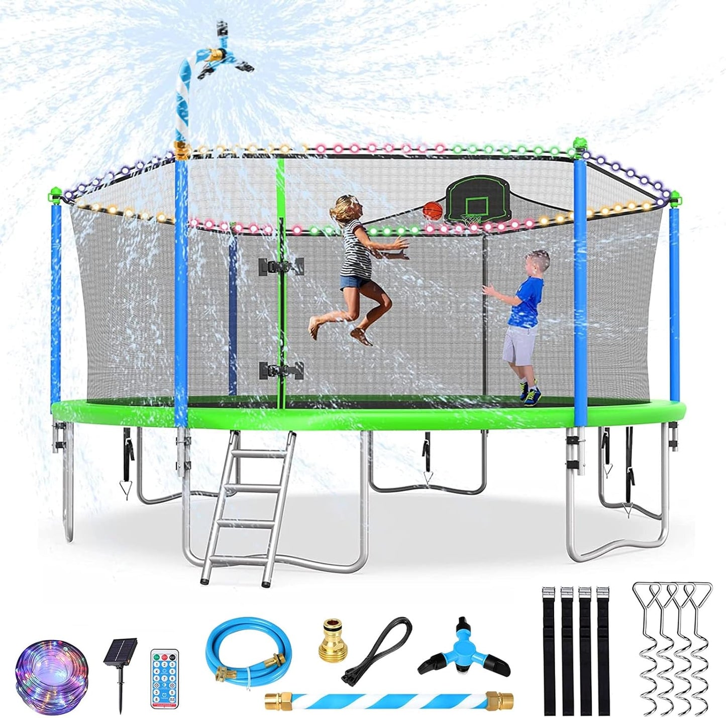 Upgraded 16FT Trampoline with Basketball Hoop for Kids and Adults