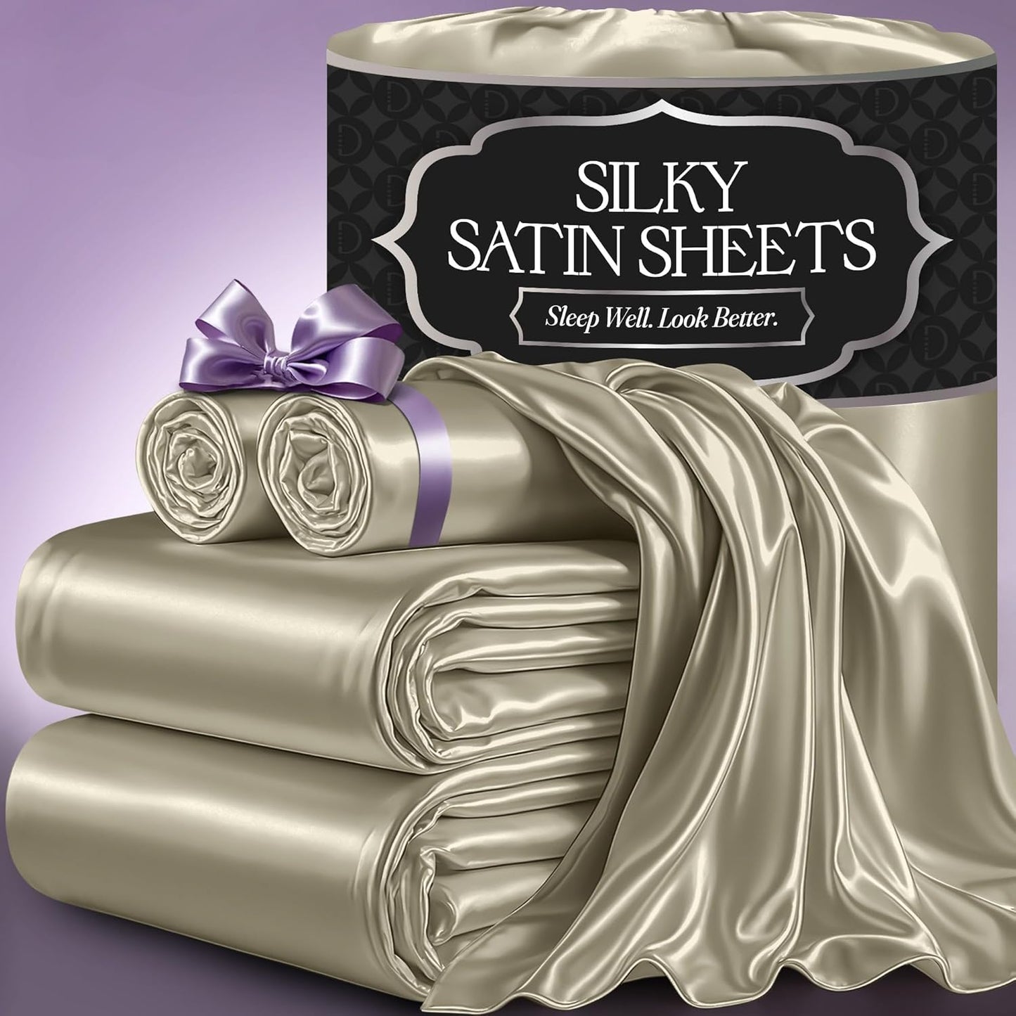 Satin Bed Sheets Set - Luxury Silky Full Size Bedding Comfort