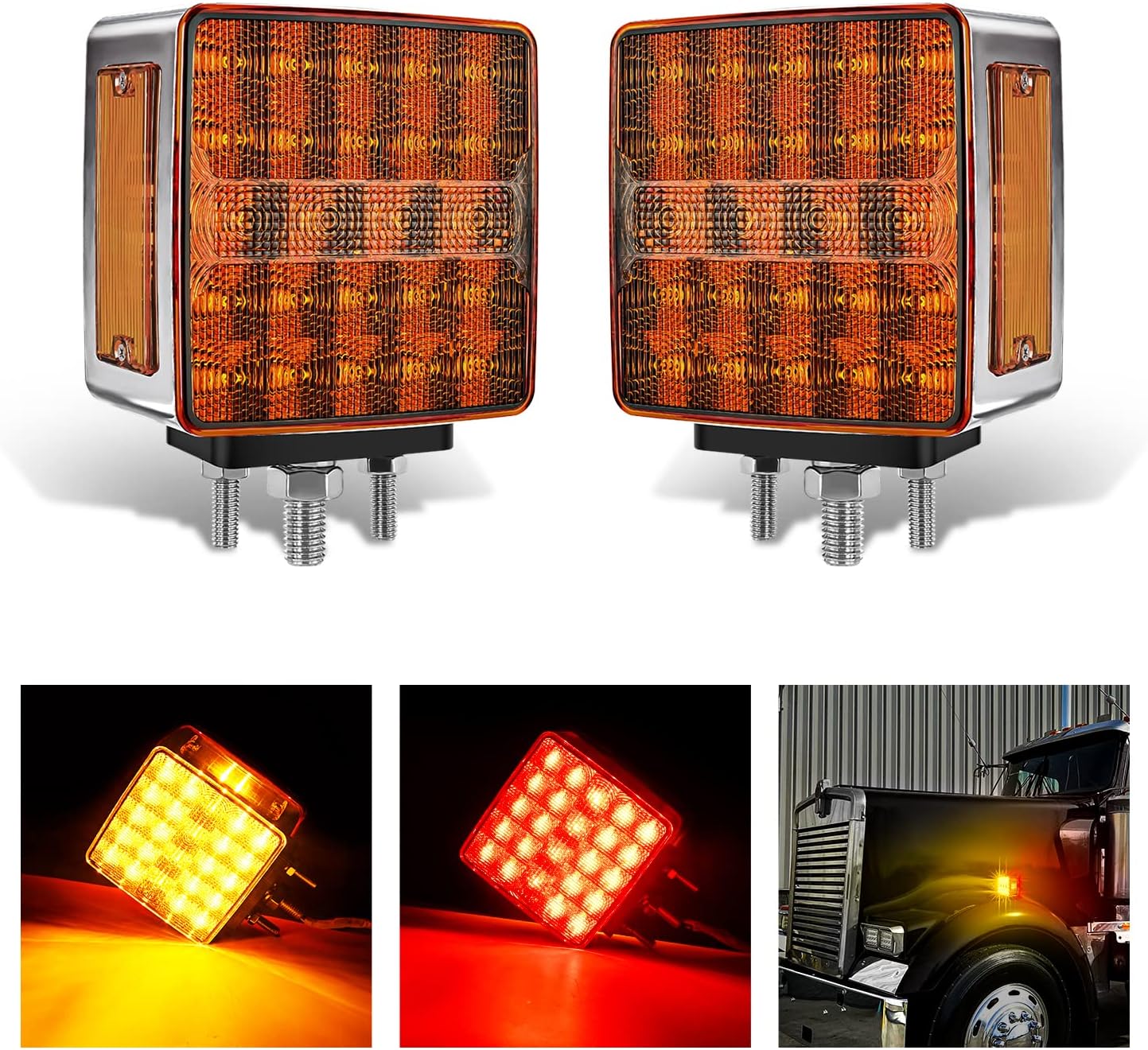 Nilight Square Double Face Fender Pedestal Light for Trucks