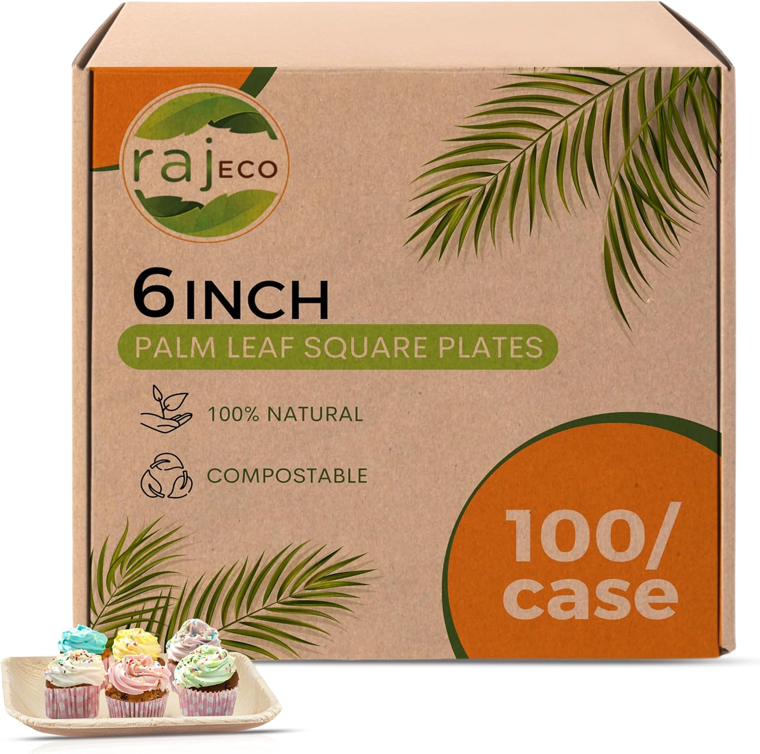 Raj Palm Leaf Plates Bulk 50-Pack for Eco-Friendly Dining