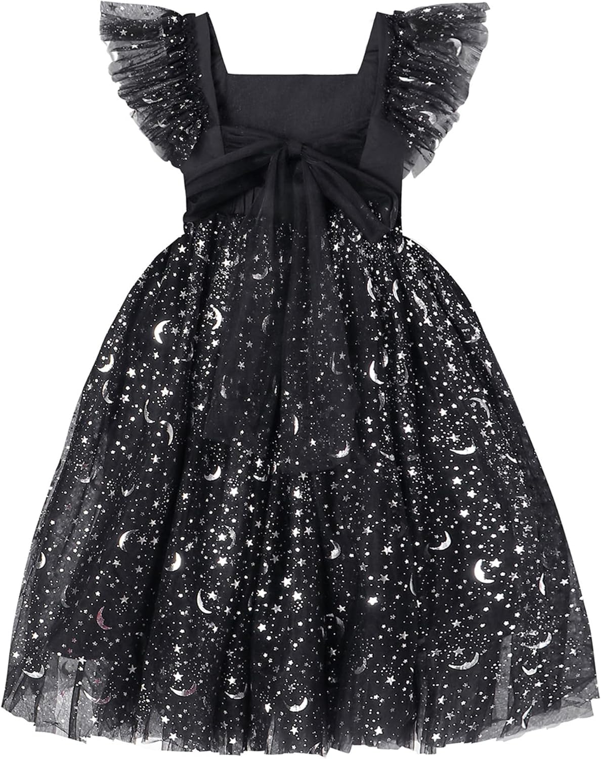 Toddler Girls Vintage Party Dress with Ruffled Sleeves and Tulle