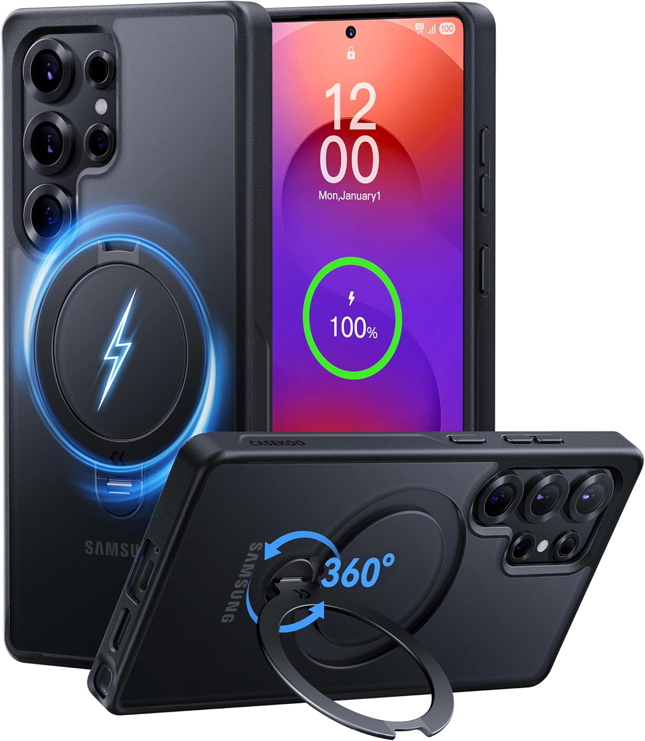 CASEKOO 360 Spin Magnetic Stand for Samsung Galaxy S25 Ultra