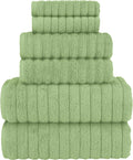 Sage Turkish Cotton Corduroy Ribbed 6-Piece Towel Set - Luxury Feel