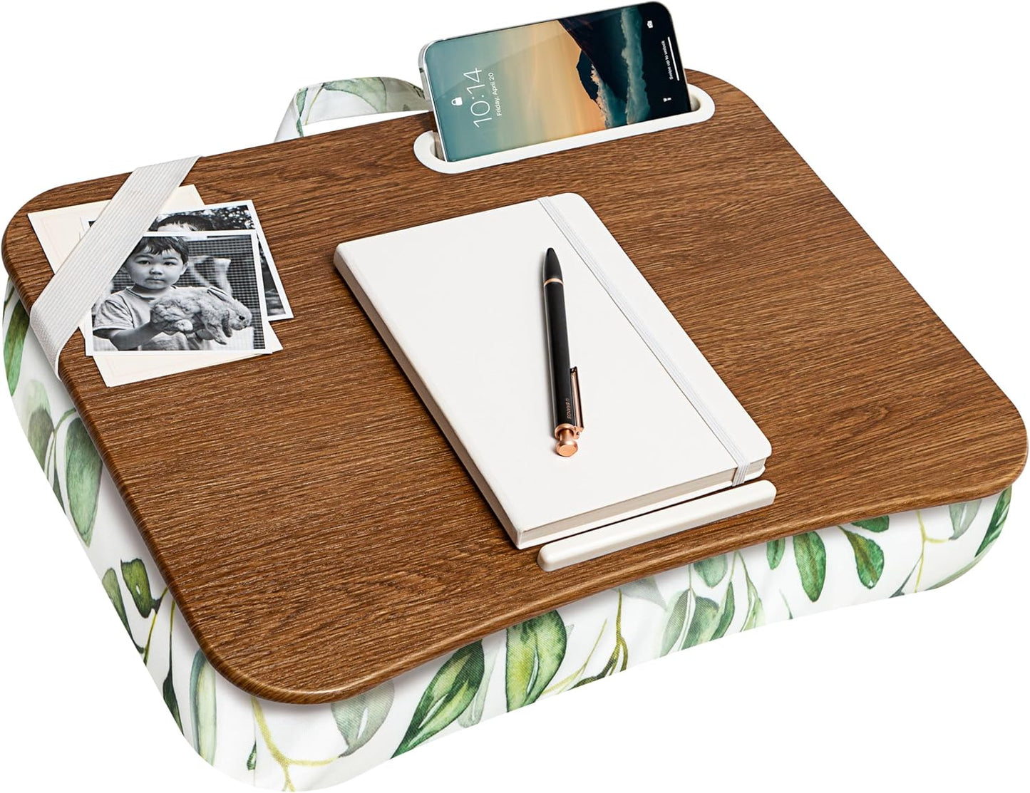 LAPGEAR Designer Lap Desk with Phone Holder - Watercolor Leaves