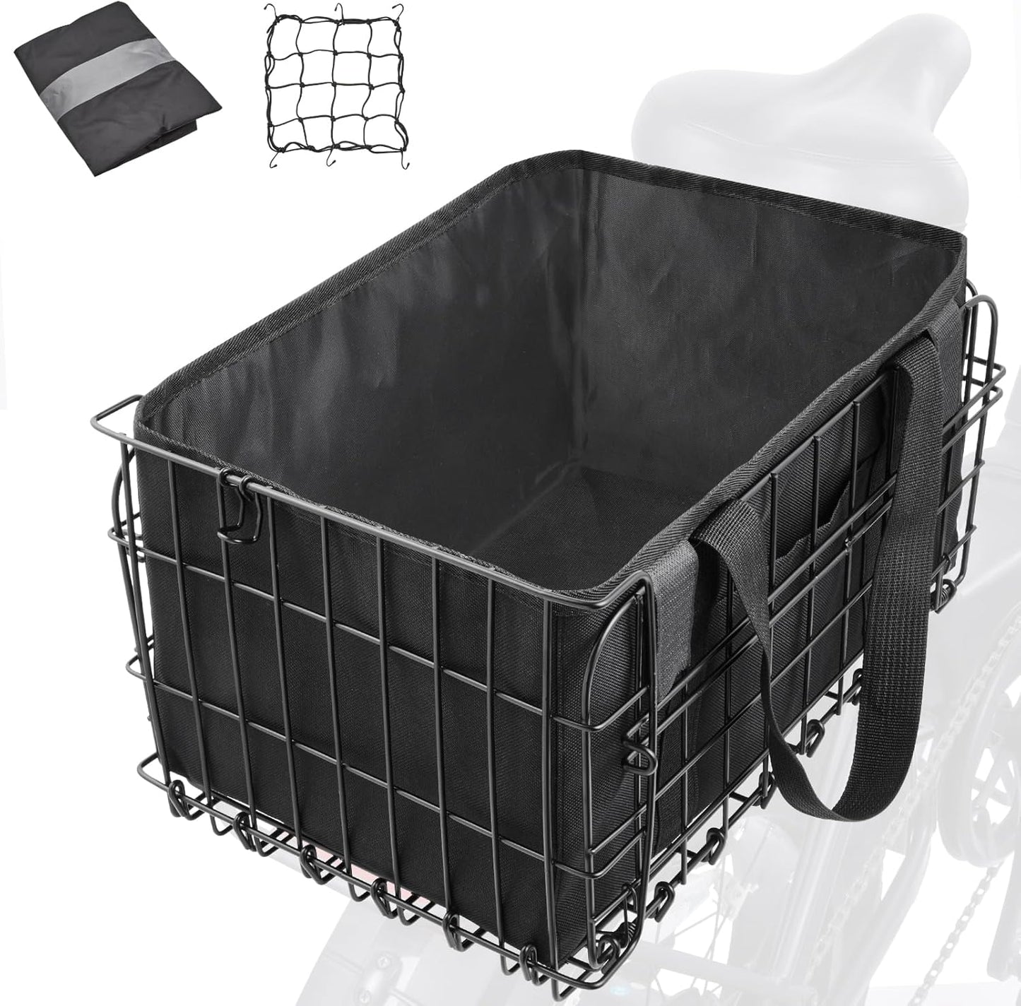 Zacro Bike Basket Rear: Durable Folding Metal Design