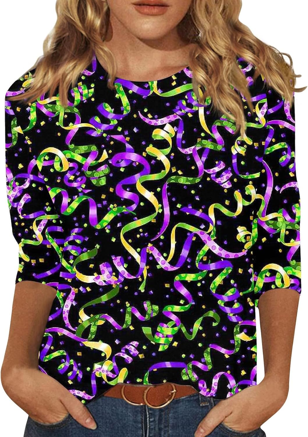 Carnival Themed Mardi Gras Plus Size Blouse