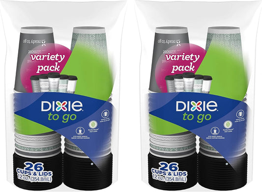 Dixie Go Perfectouch 12oz Cups & Lids - 104pk, Secure Sip