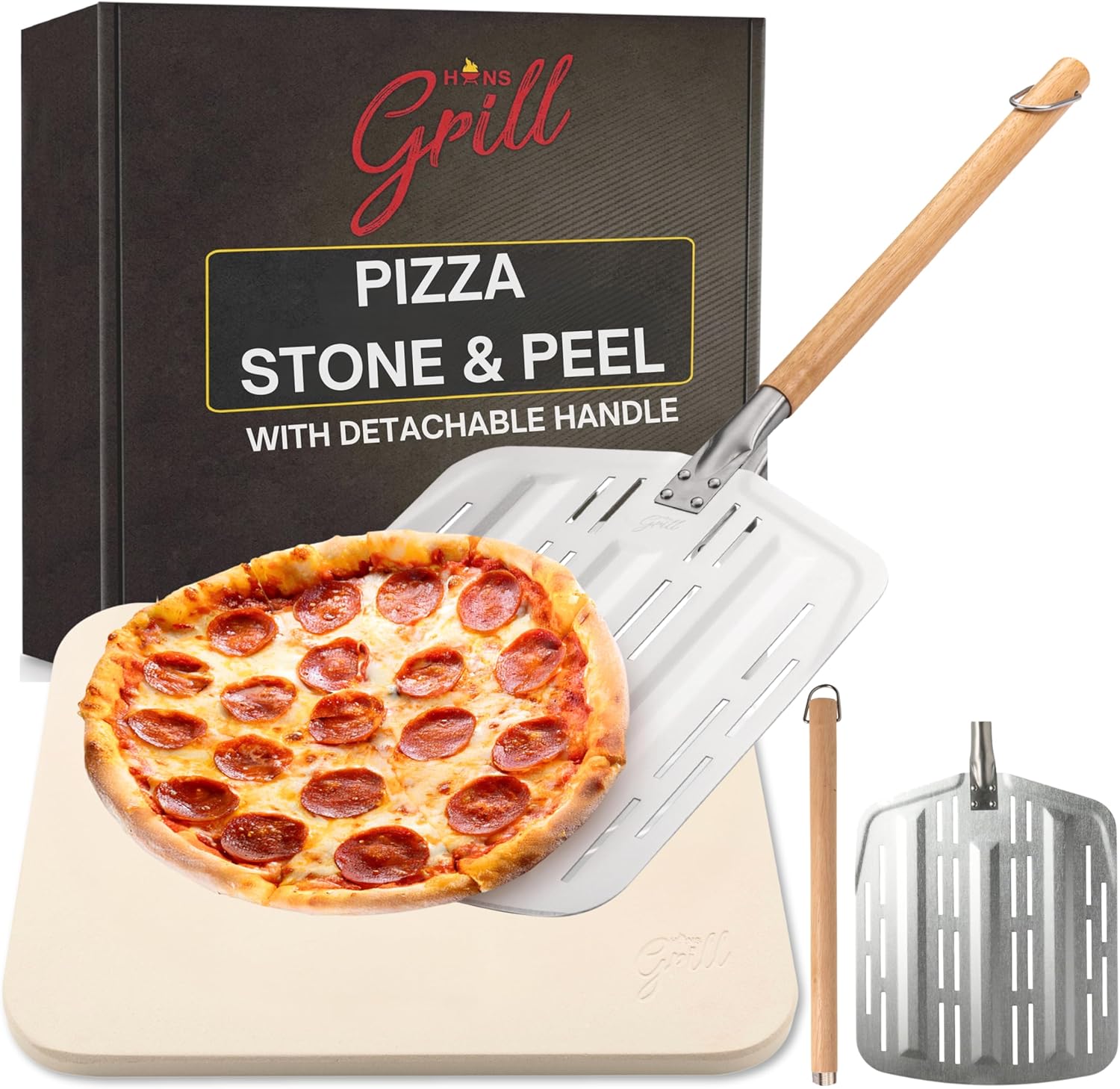 Hans Grill Pizza Stone PRO XL for Perfectly Baked Pizzas