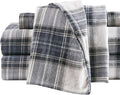 Cotton Flannel Deep Pocket Sheets Queen - Warm Blue Plaid