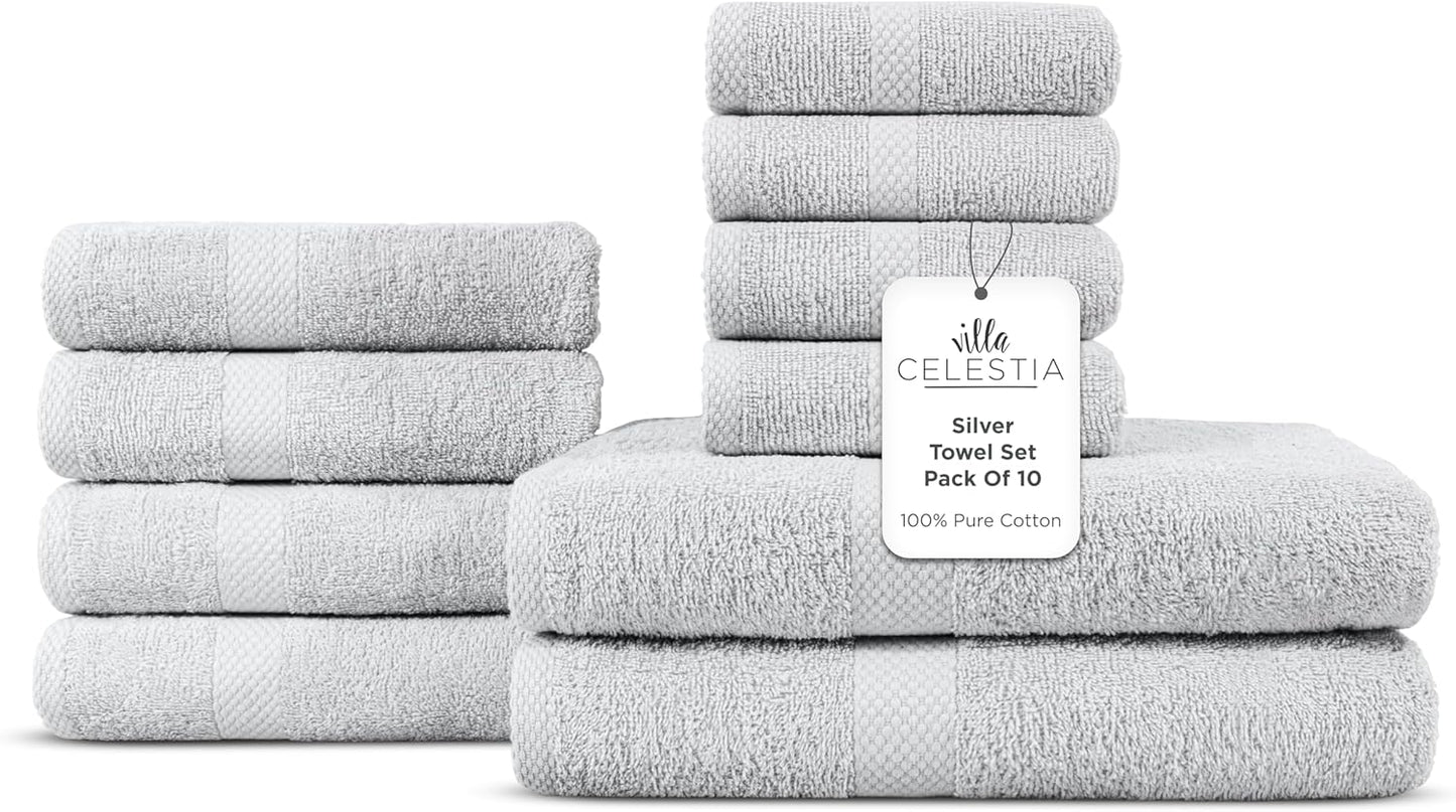 100% Cotton Bath Towel Set of 10 for Luxurious Comfort