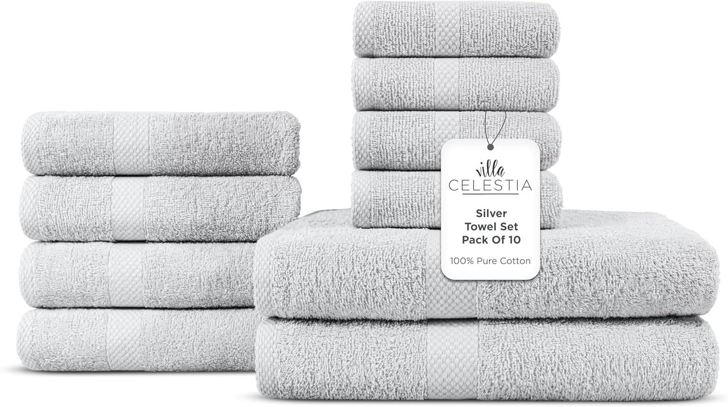 100% Cotton Bath Towel Set of 10 for Luxurious Comfort