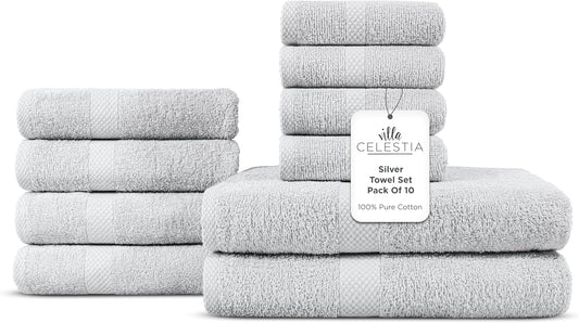 100% Cotton Bath Towel Set of 10 for Luxurious Comfort