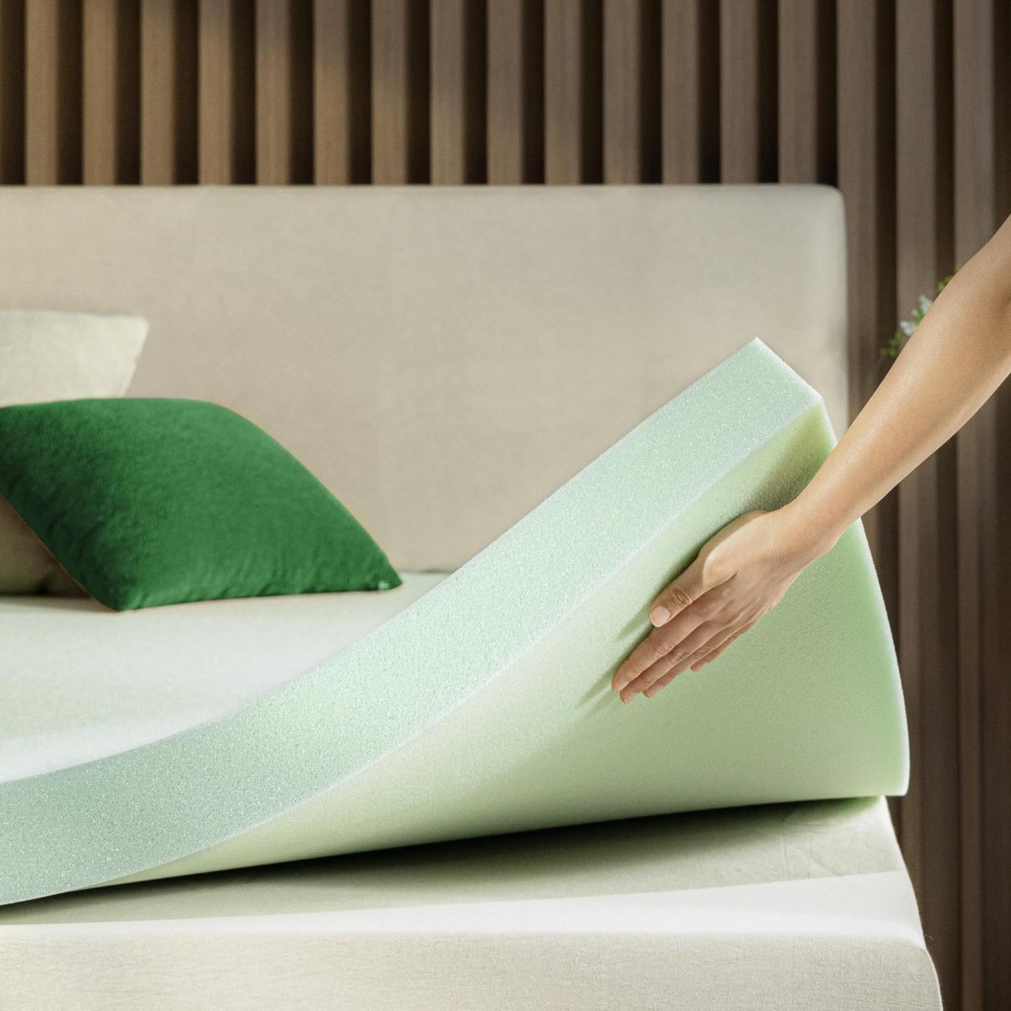 ZINUS 3 Inch Green Tea Memory Foam Mattress Topper for Comfort