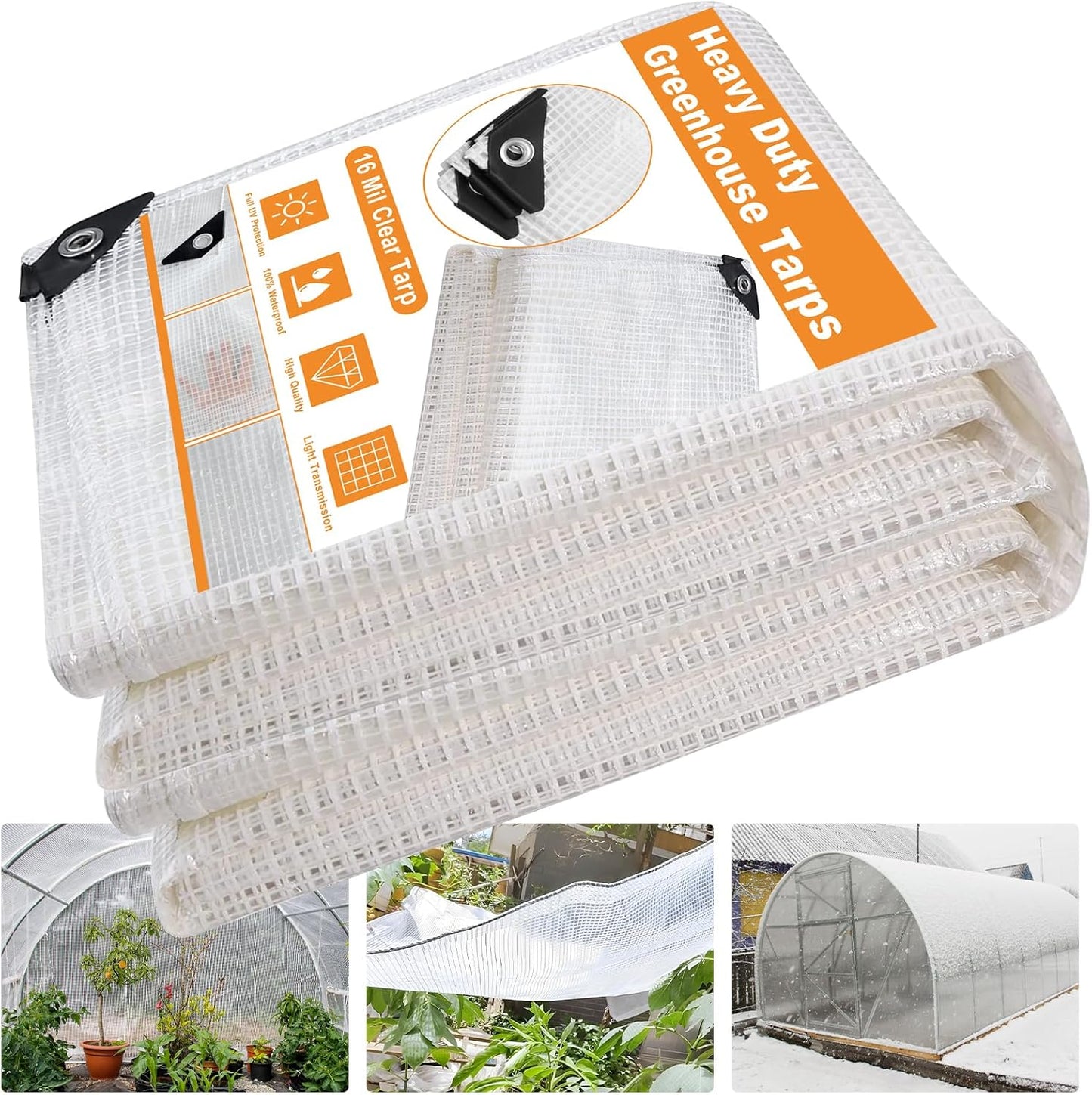 16 Mil Greenhouse Cover Heavy Duty Waterproof Tarps 18x24FT