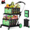 200lbs 30x18 in Foldable Shopping Cart - Heavy Duty Folding Trolley