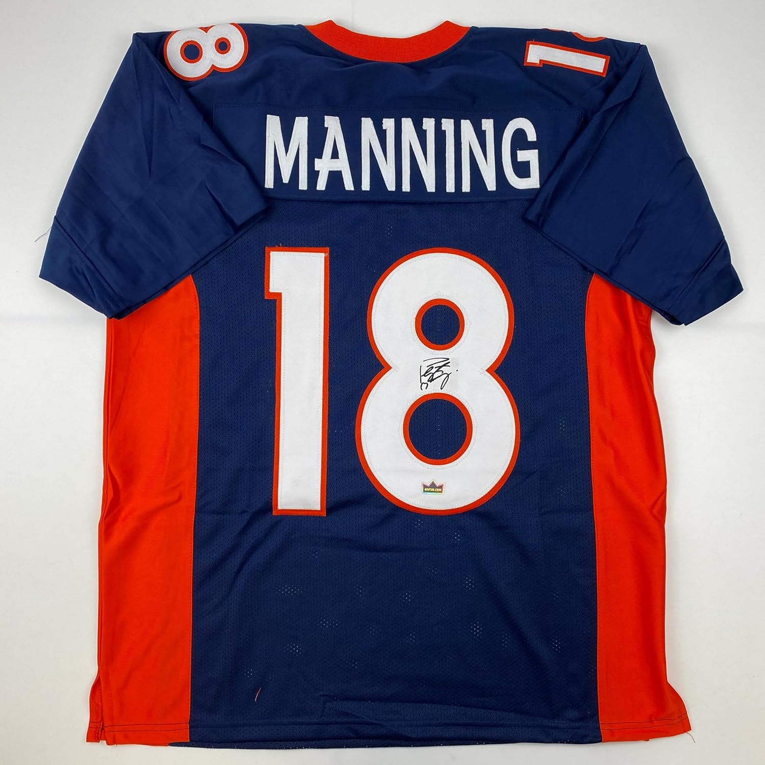 Facsimile Autographed Peyton Manning Denver Blue Jersey XL
