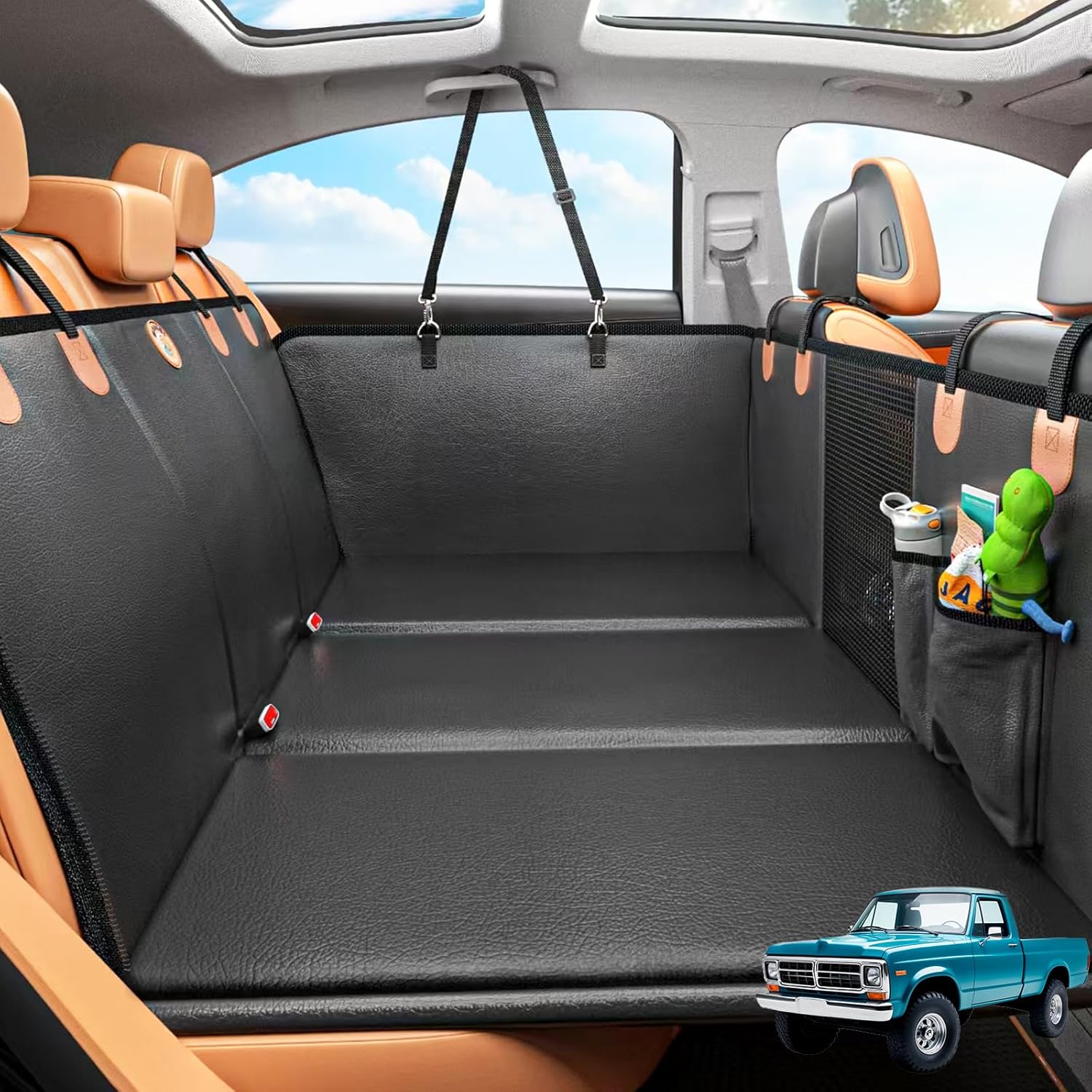 Back Seat Extender for Dogs - Hard Bottom Car Seat Cover