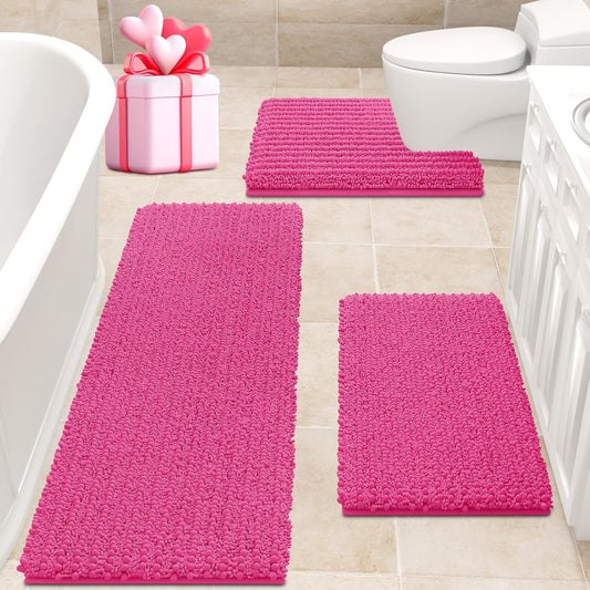 Ultra Soft Extra Large Pink Bathroom Rug Set for Luxury Comfort
