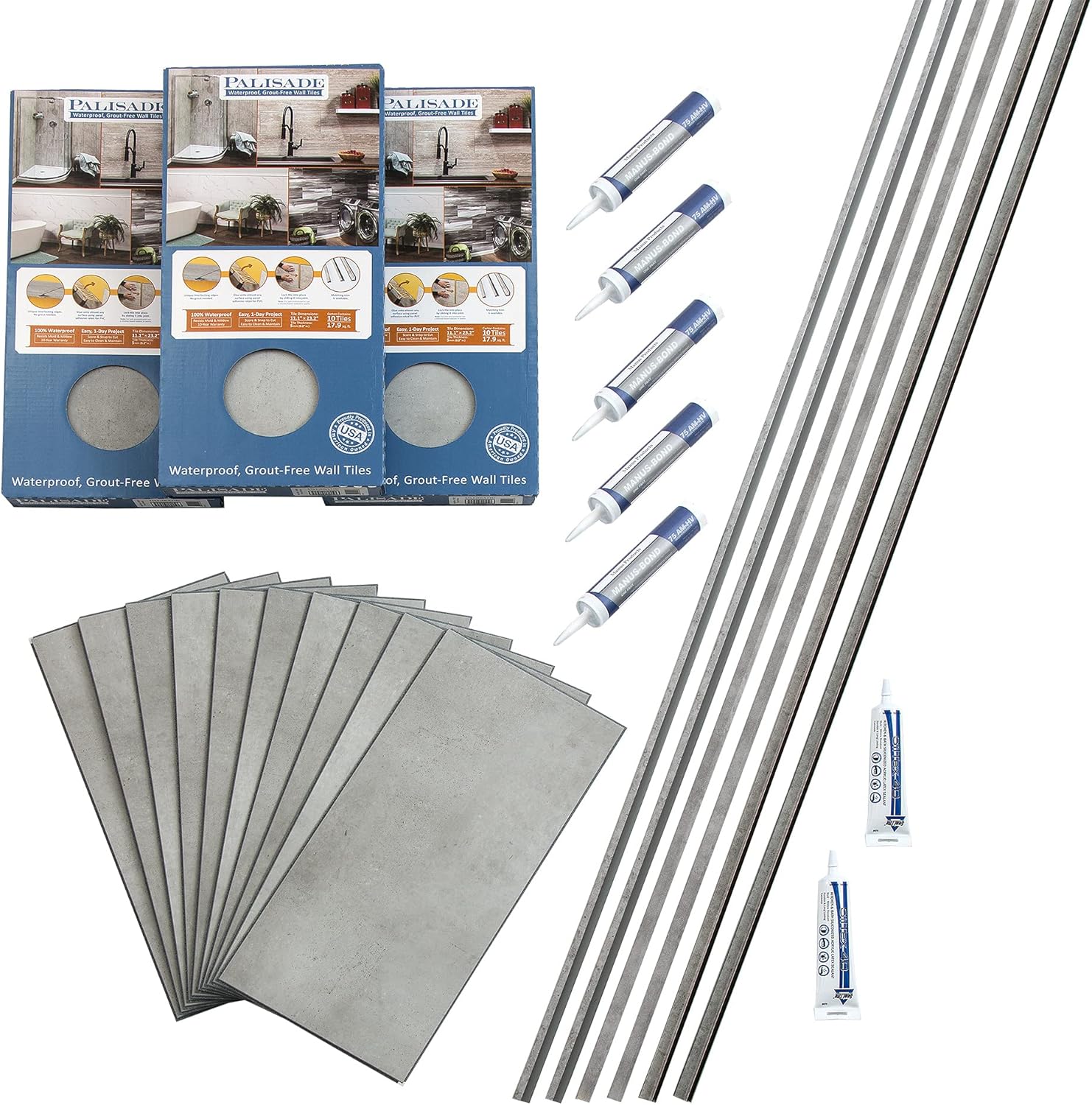 Palisade Interlocking Vinyl Tile Shower Kit for Elegant Spaces
