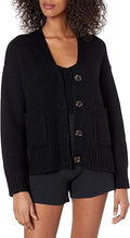 The Drop Women's Brigitte Chunky Button Front Pocket Ribbed Cardigan