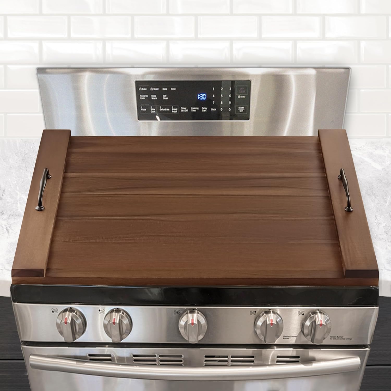 BLUEWEST Noodle Board Stove Cover - Acacia Wood Kitchen Tray