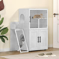 Modern Cat Litter Box Enclosure with Platform and Ladder - Stylish