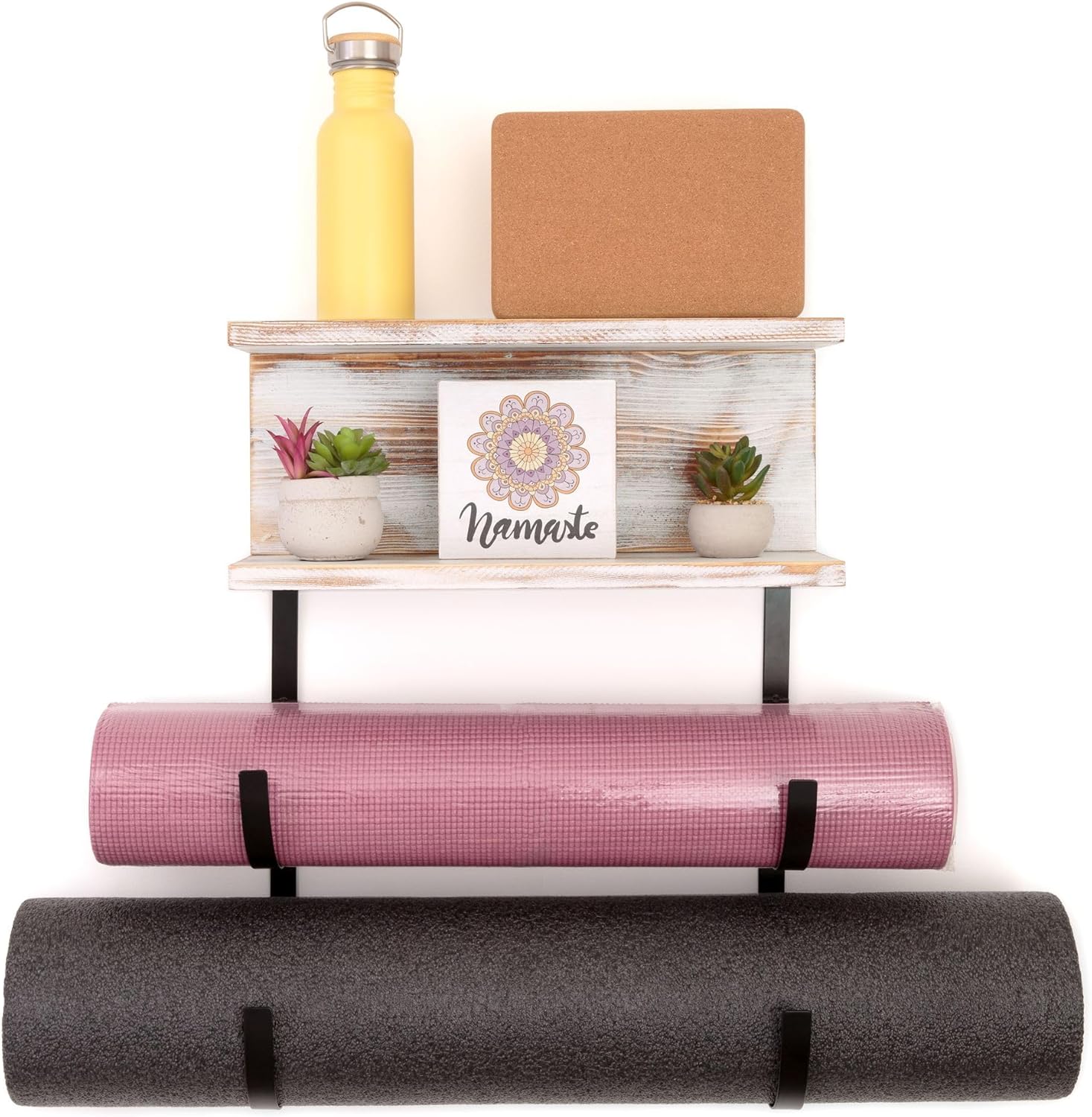 Solid Wood Yoga Mat Rack - Stylish Home Gym Storage