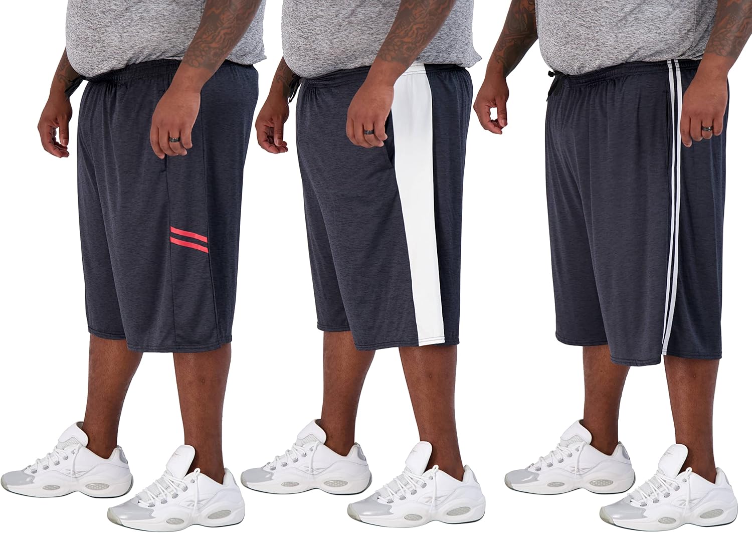 Real Essentials Men's Big & Tall Dry Fit Athletic Shorts 3-Pack